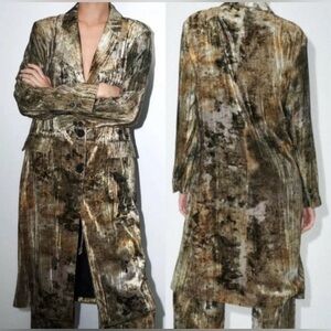 NWT Zara Printed Long Trench Coat